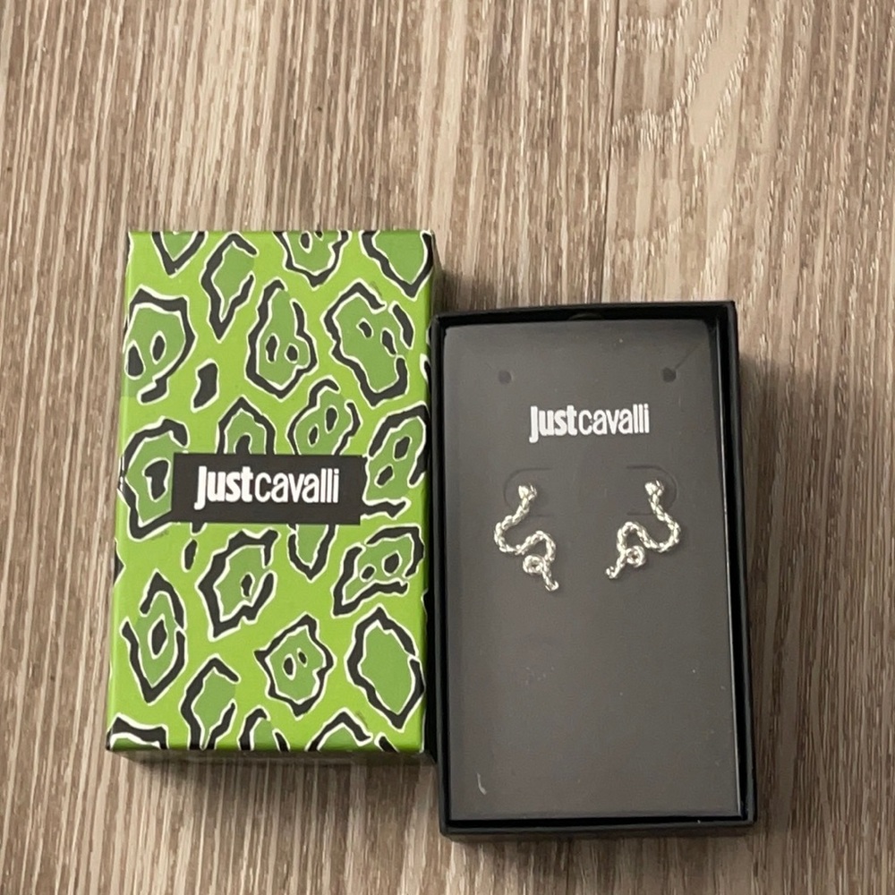 Just cavalli silver snake earrings